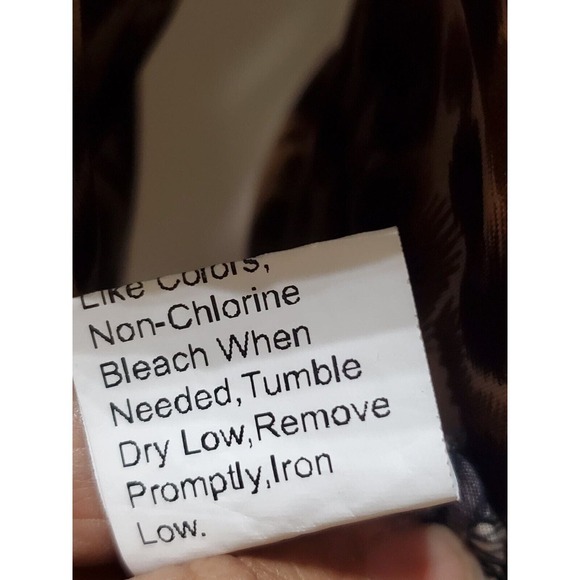 SHEIN Brown Animal Print Faux Leather Collar & Sleeve Button Down Shirt Size 4 - Picture 11 of 13